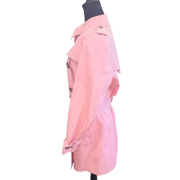 Jones New York Signature Pink Double-Breasted Trench Coat L Barbie Legally Blond - Picture 6 of 13